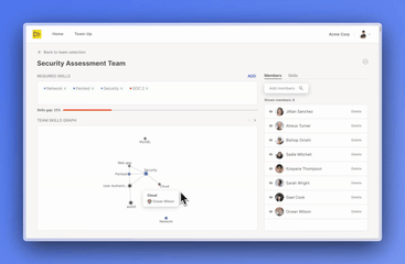 A screenshot GIF of Zipteam Team-Up UI