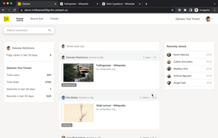 A screenshot GIF of Zipteam Web Clip UI
